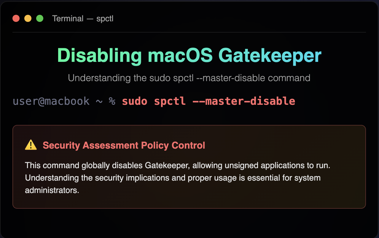 Mac使用spctl取消对"allow applications from anywhere"的隐藏